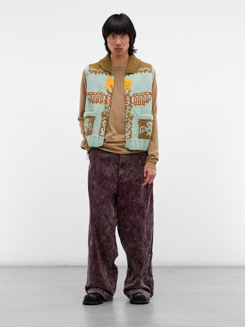 Kapital Blue Jacquard Knit Zip Vest outlook