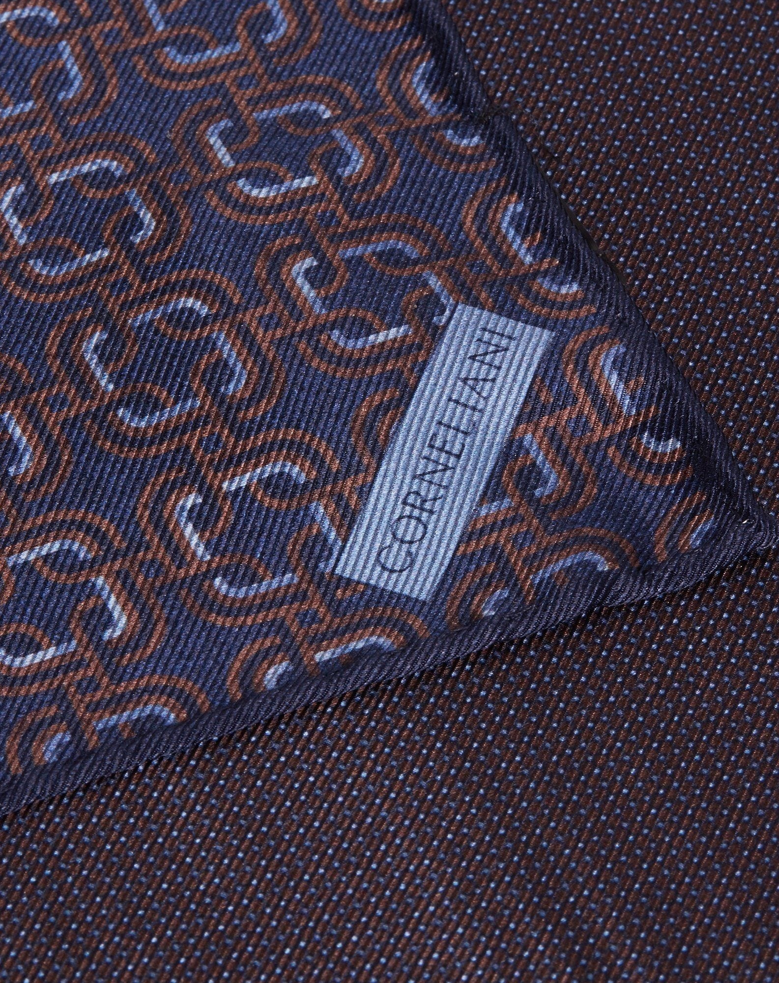 Dark brown and blue silk pocket square - 2