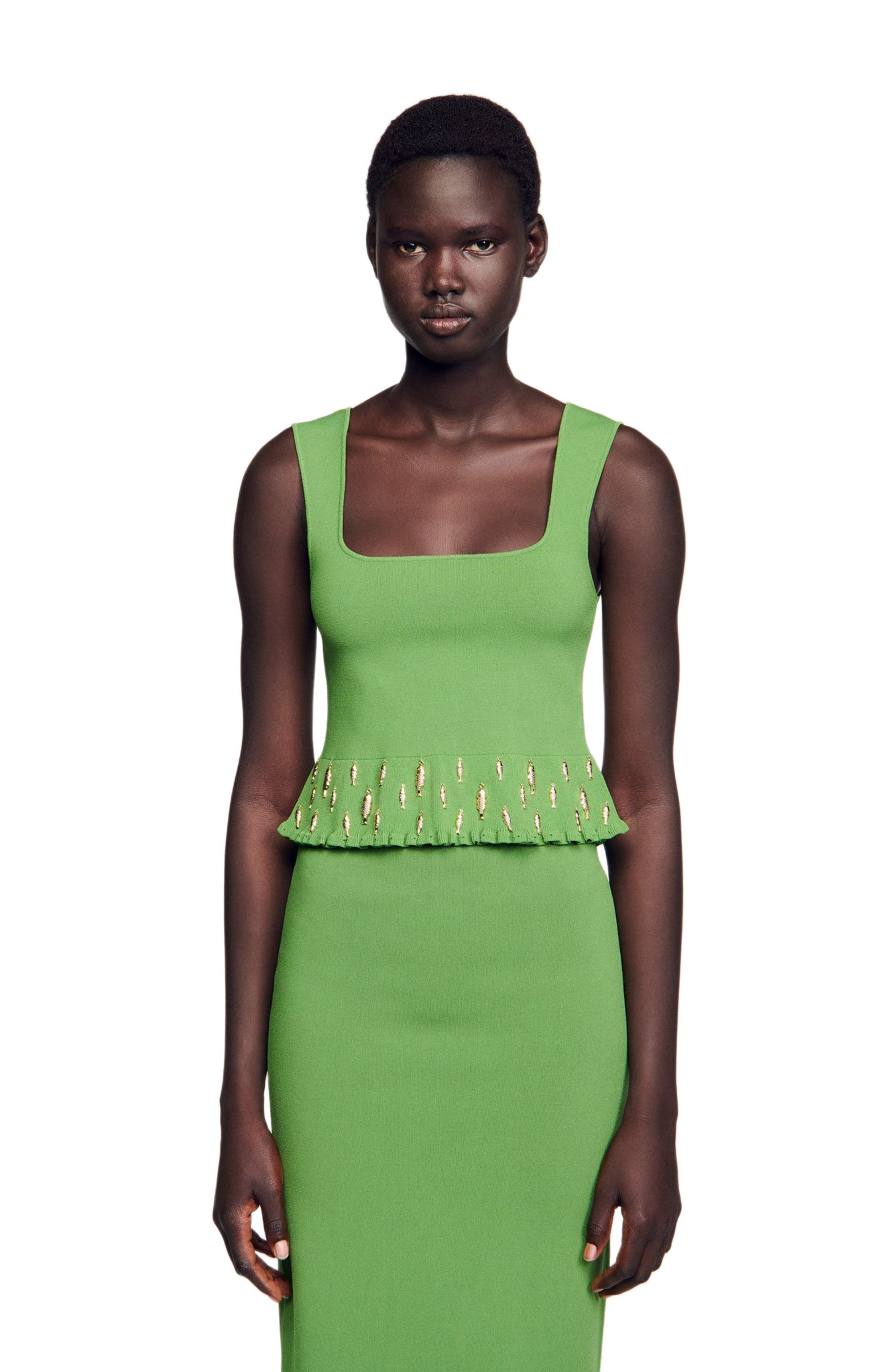 SANDRO Knit top with charms in Green at Nordstrom - 4