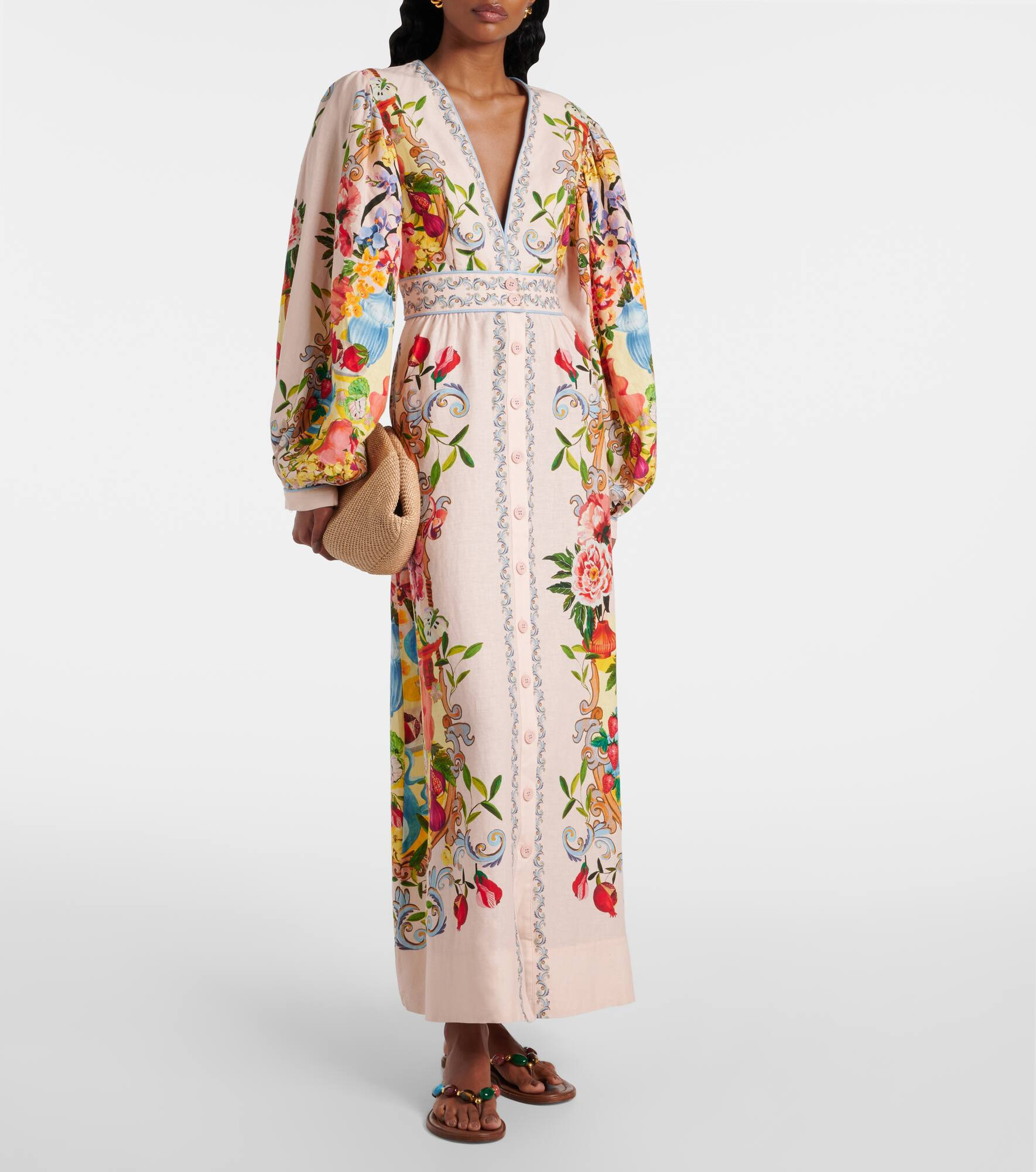 Floral linen-blend maxi dress - 2