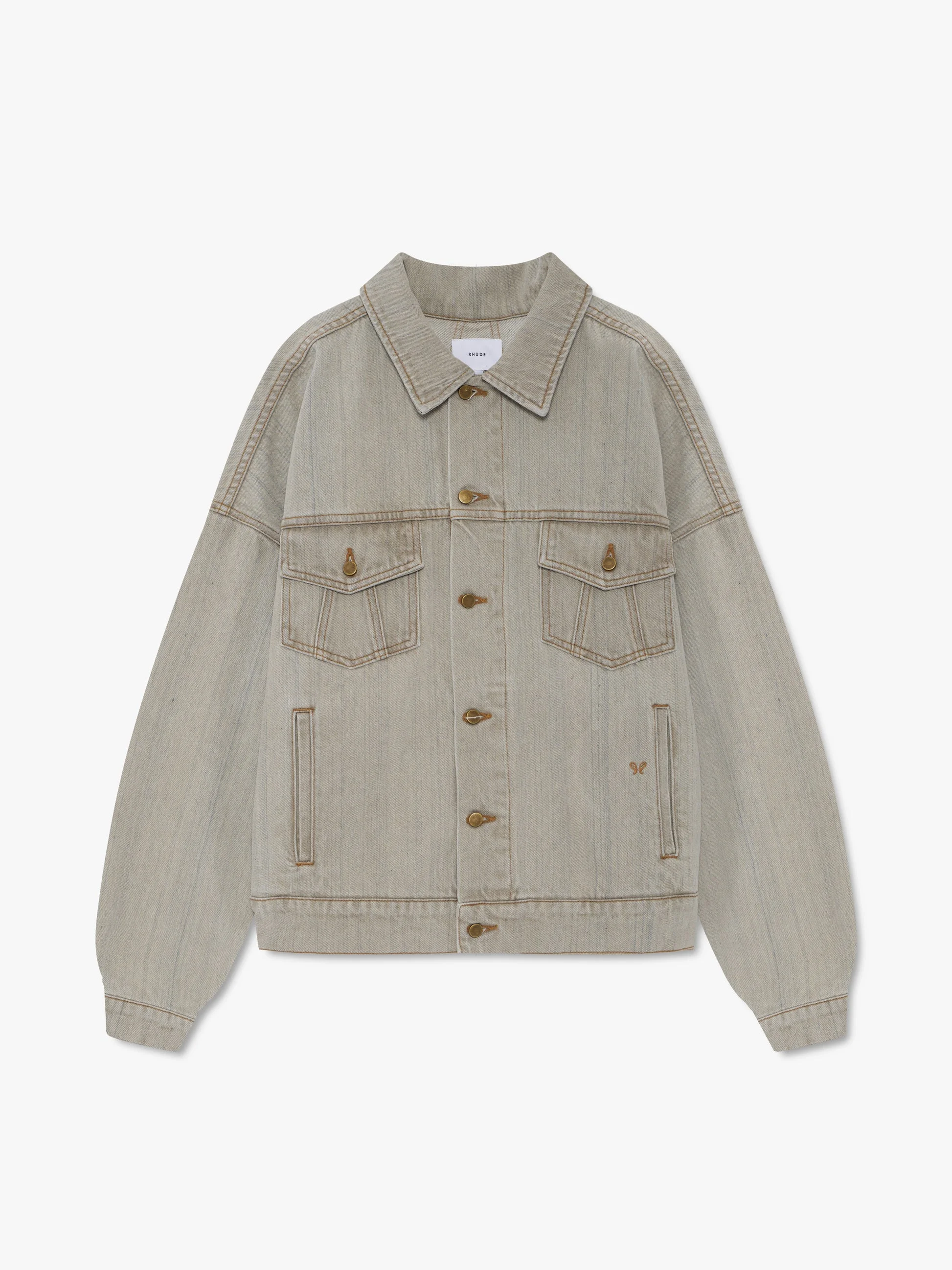 DROP-NECK DENIM TRUCKER JACKET - 1