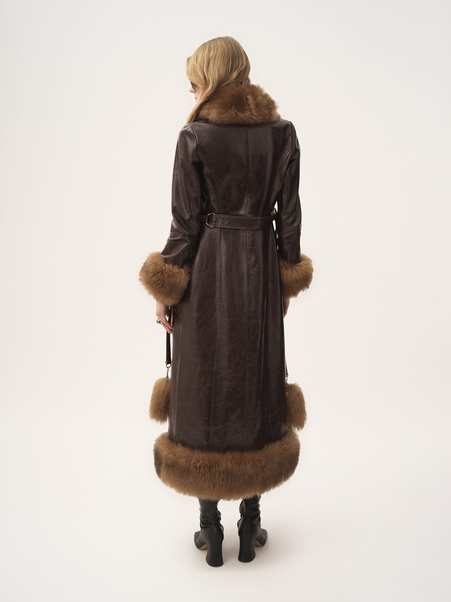 LONG COLUMN COAT IN LEATHER - 6