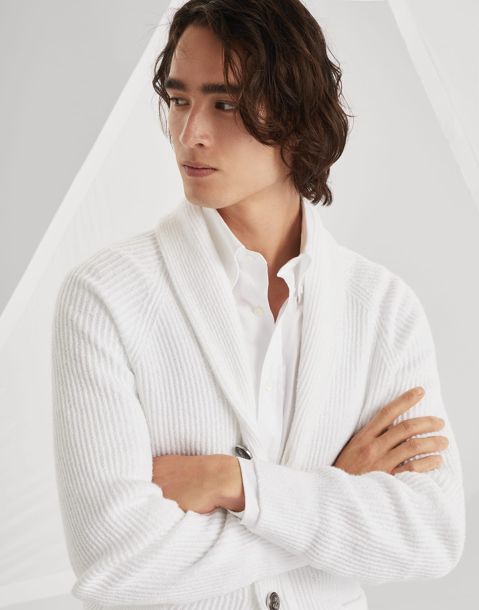 Malfilé cotton English rib cardigan with raglan sleeves - 3