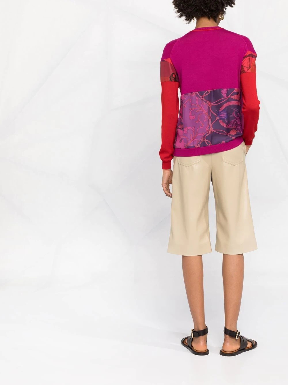 heritage-print panelled cardigan - 6