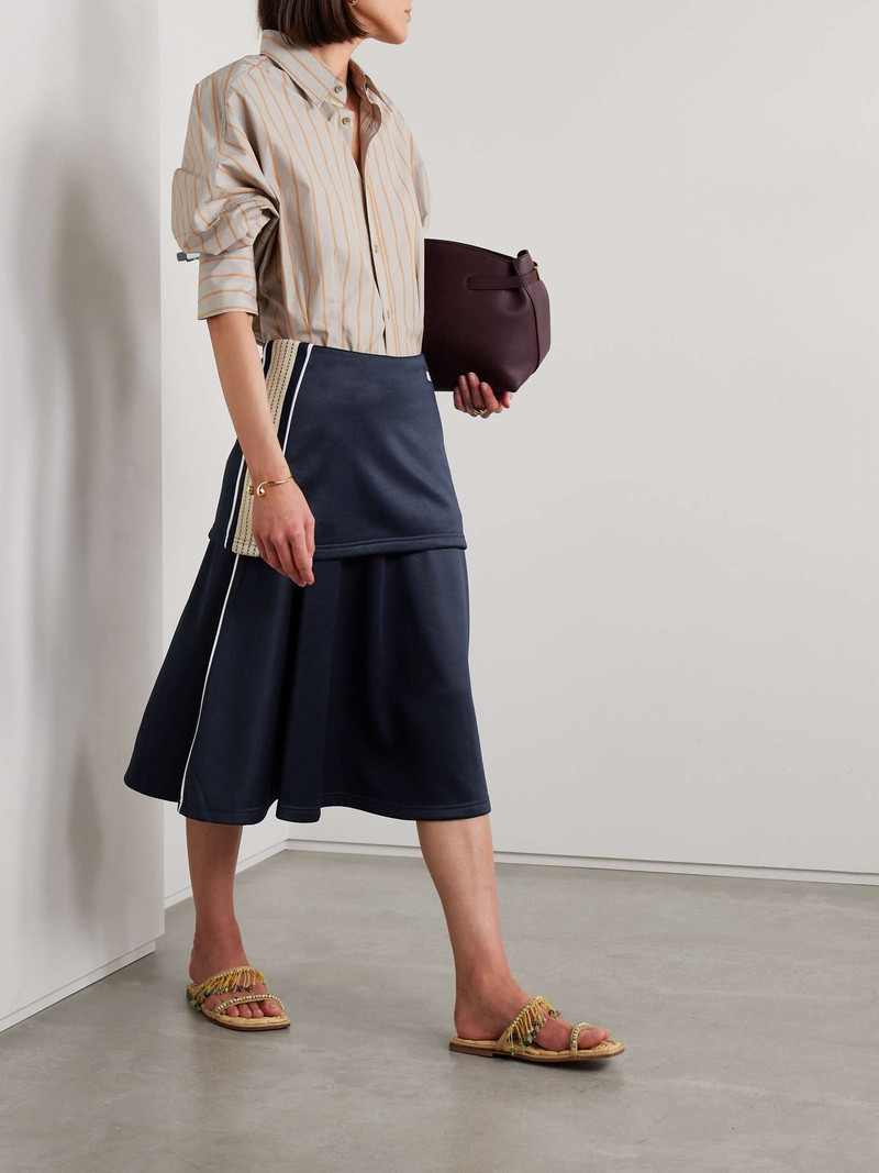 WALES BONNER Mantra layered crochet-trimmed stretch-jersey midi skirt outlook