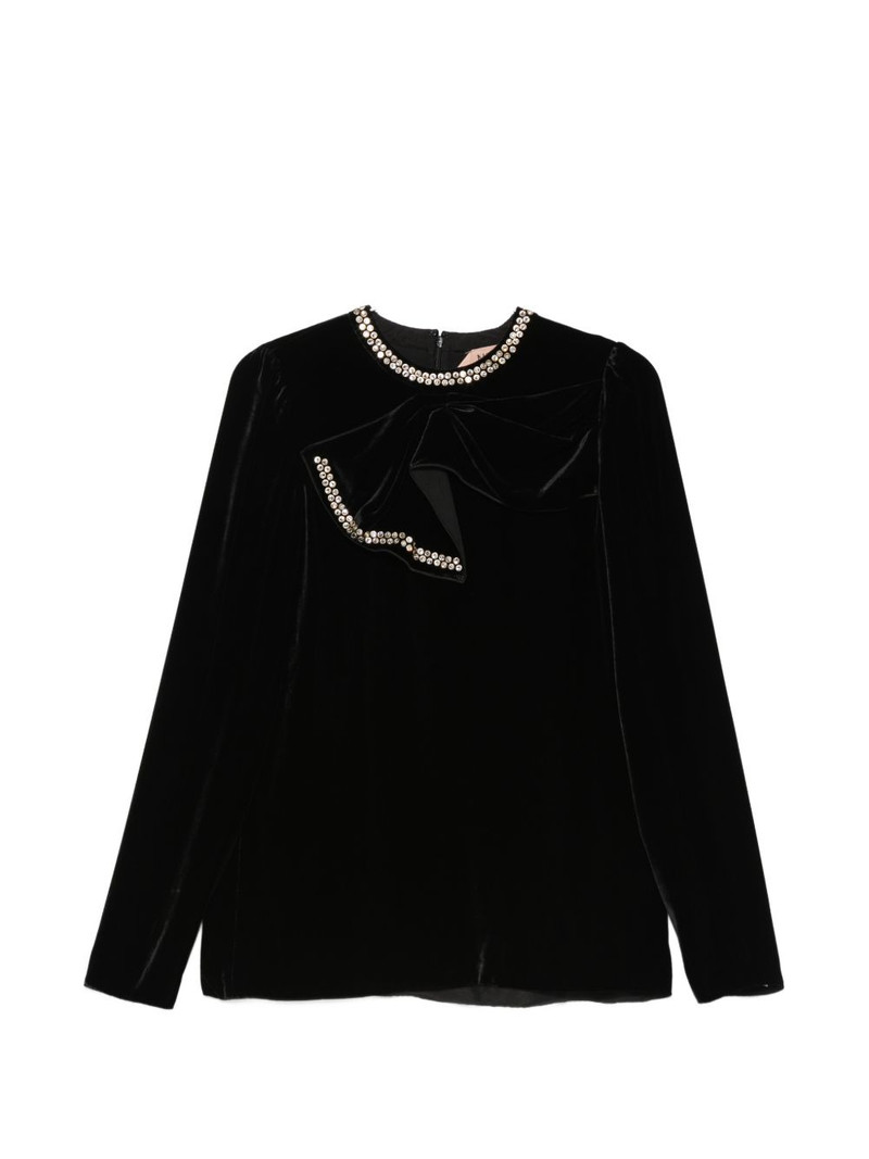 crystal-embellished bow-detail top 1