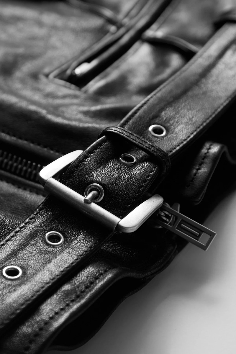 Ann Demeulemeester Taale Fitted Leather Biker Jacket Black 3