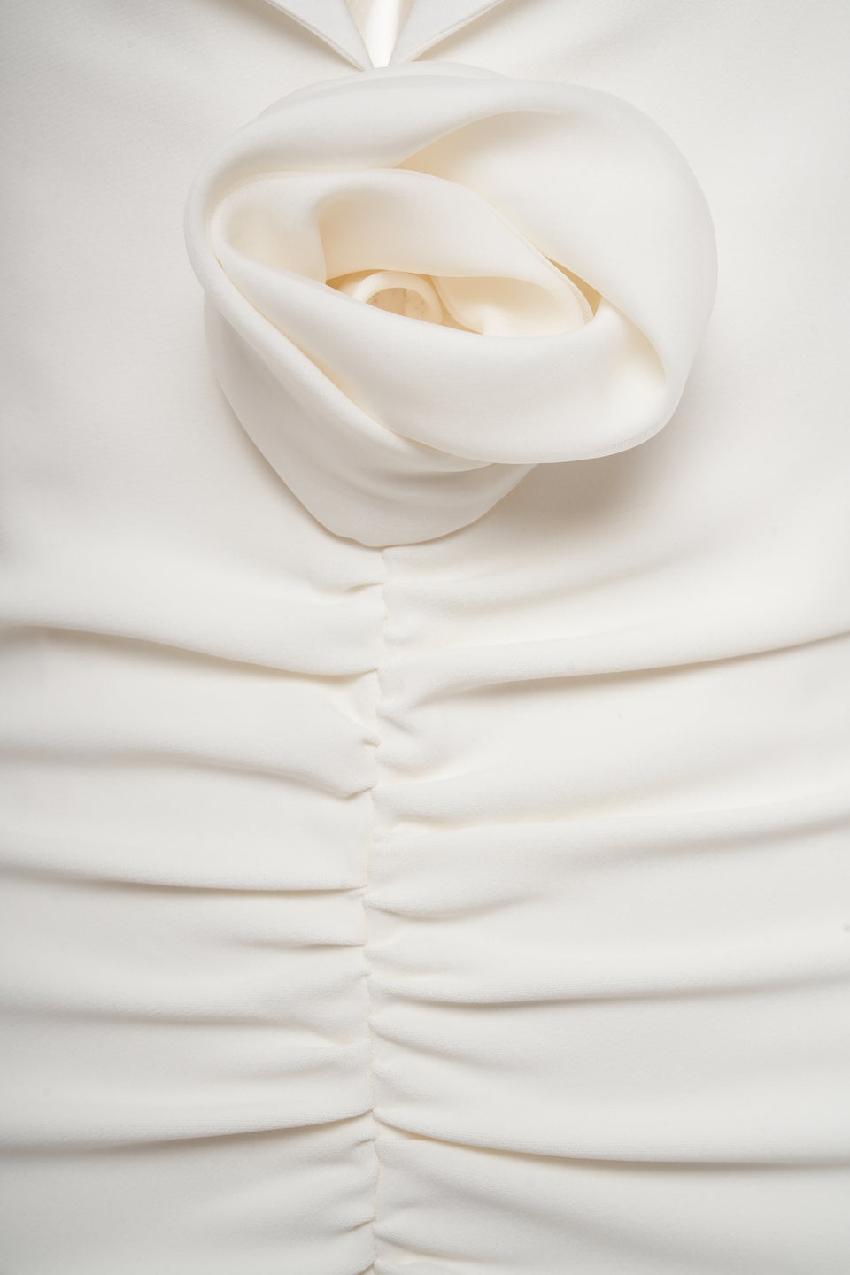 CADY EVENING DRESS WITH MIKADO COLLAR, ROSE DETAIL - 3