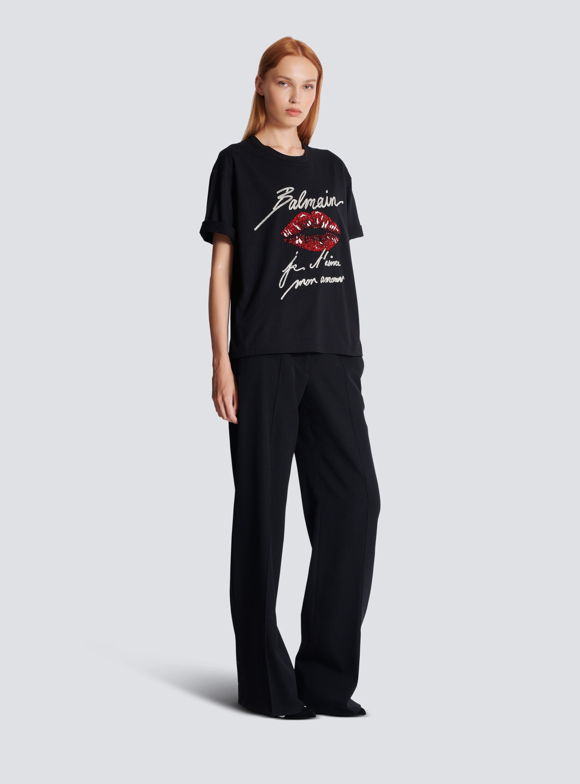 Short-sleeved T-shirt with Kiss embroidery - 3