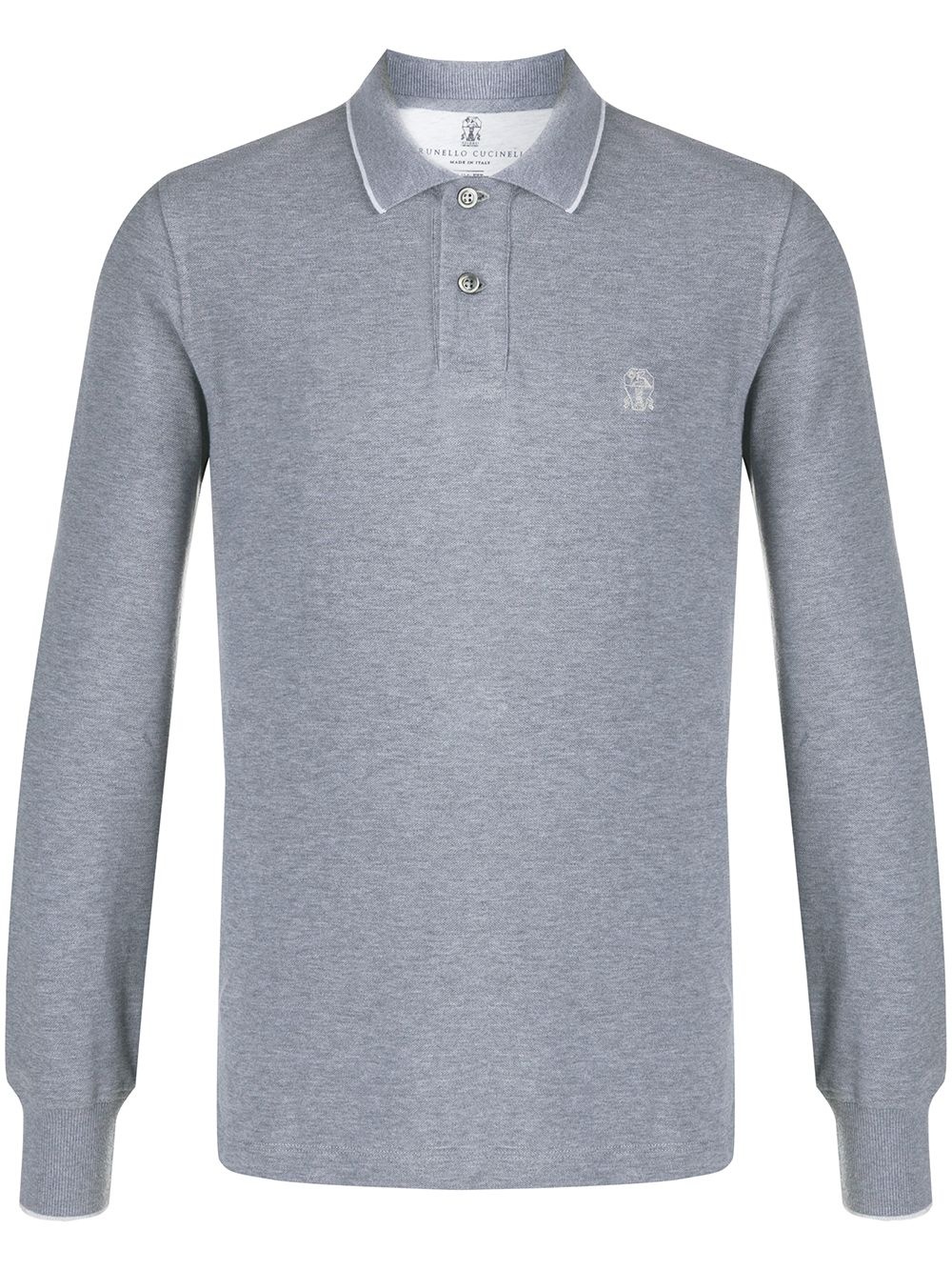 embroidered long-sleeved polo shirt - 1