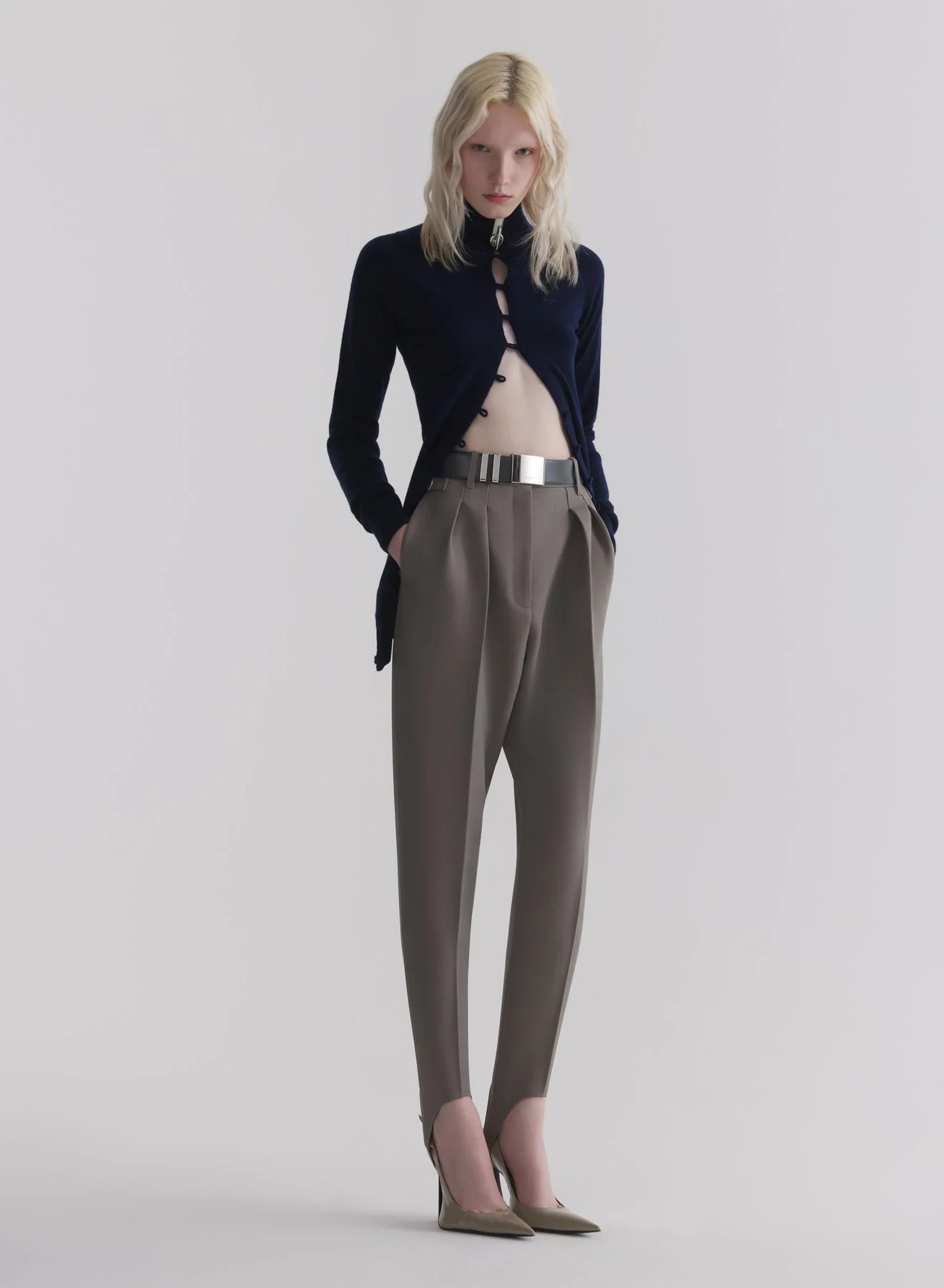 taupe carrot pants - 1