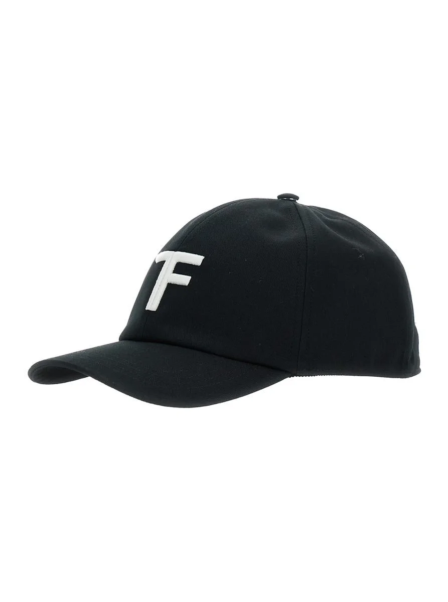 Tom Ford Black Baseball Cap With Logo Embroidery On The Front And Logo Lettering On The Rear In Cott - 1