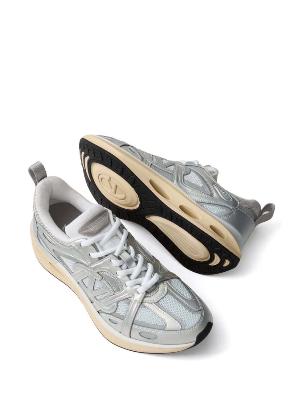 VLogo panelled lace-up sneakers - 5