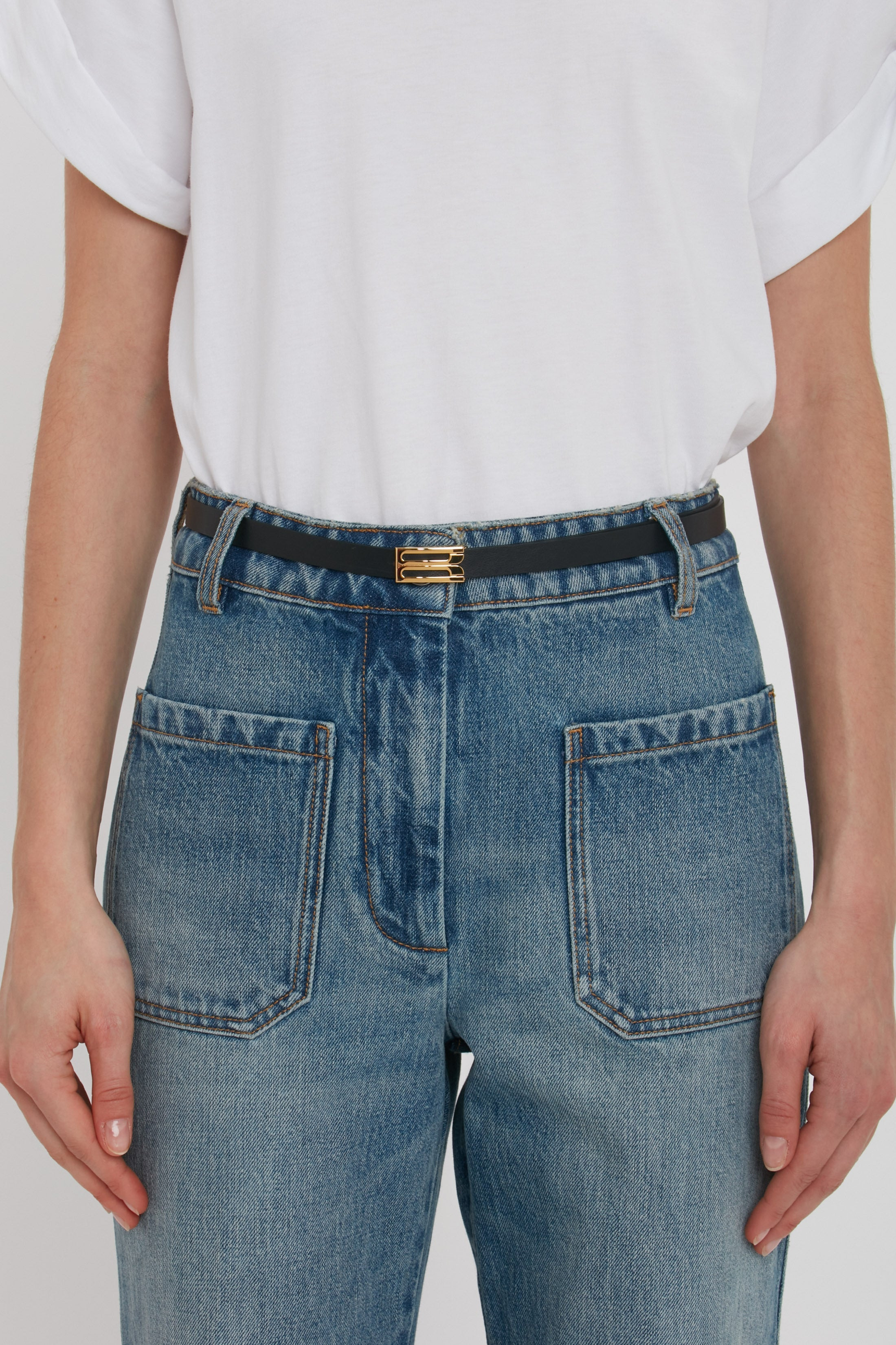 Exclusive Micro Frame Belt In Black Leather - 2