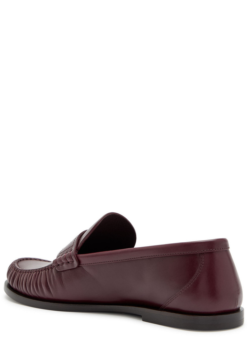 SAINT LAURENT Saint Laurent Logo-plaque Leather Loafers outlook