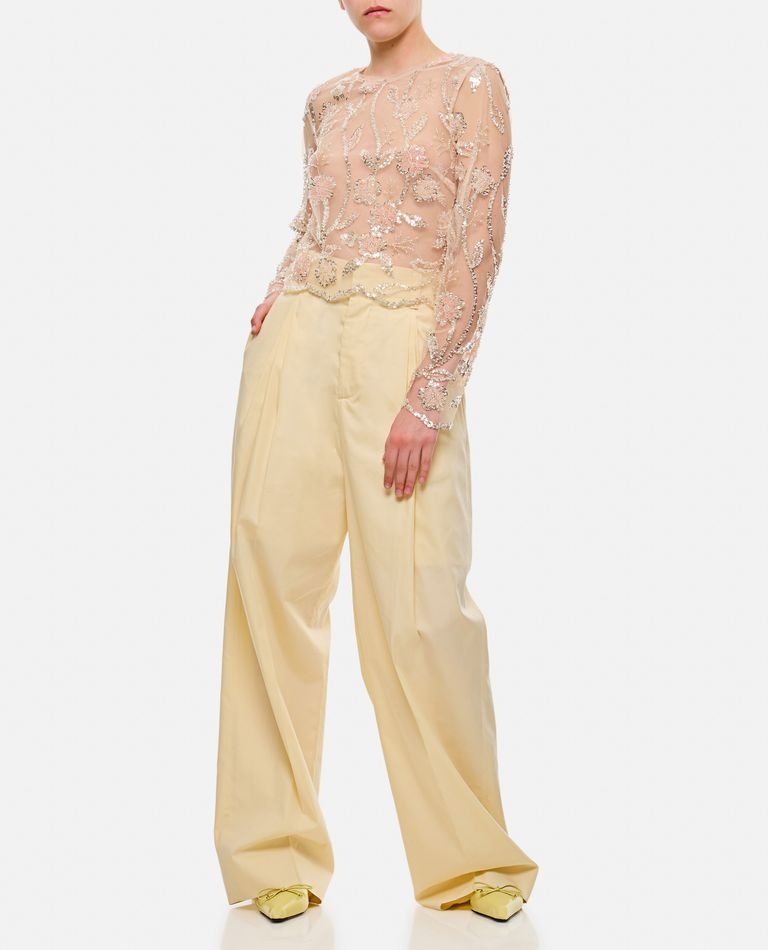 WIDE SILK AND COTTON TROUSERS - 2