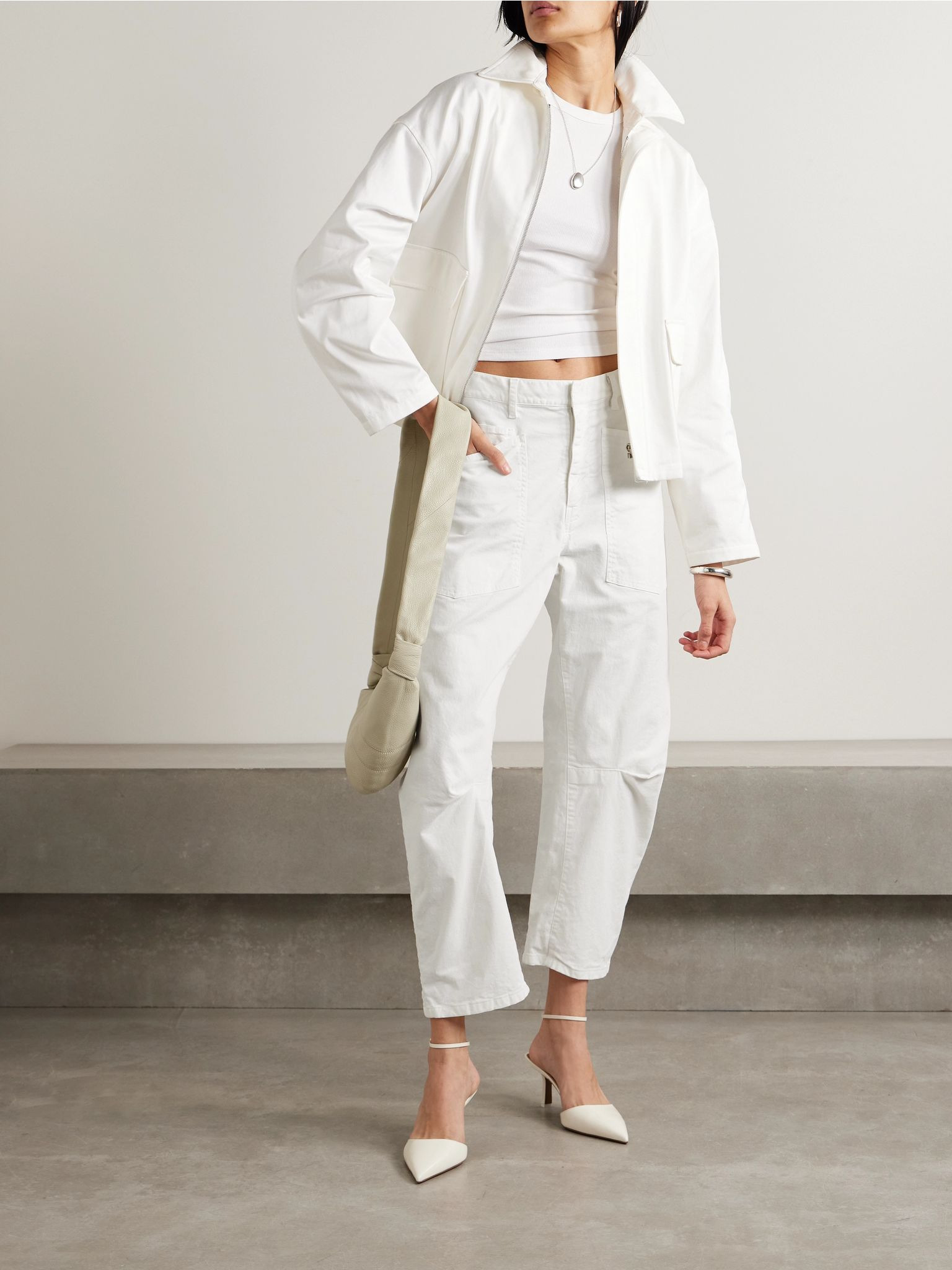 Shon cotton-blend twill tapered pants White - 2