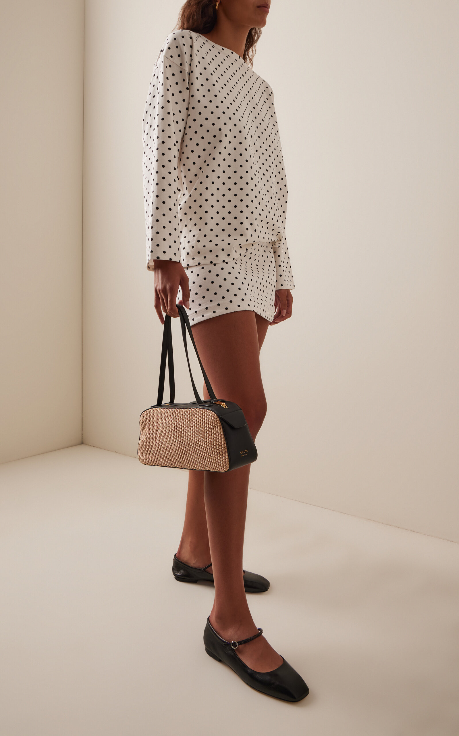 Exclusive Bea Polka-Dot Cotton Mini Skirt black/white - 2