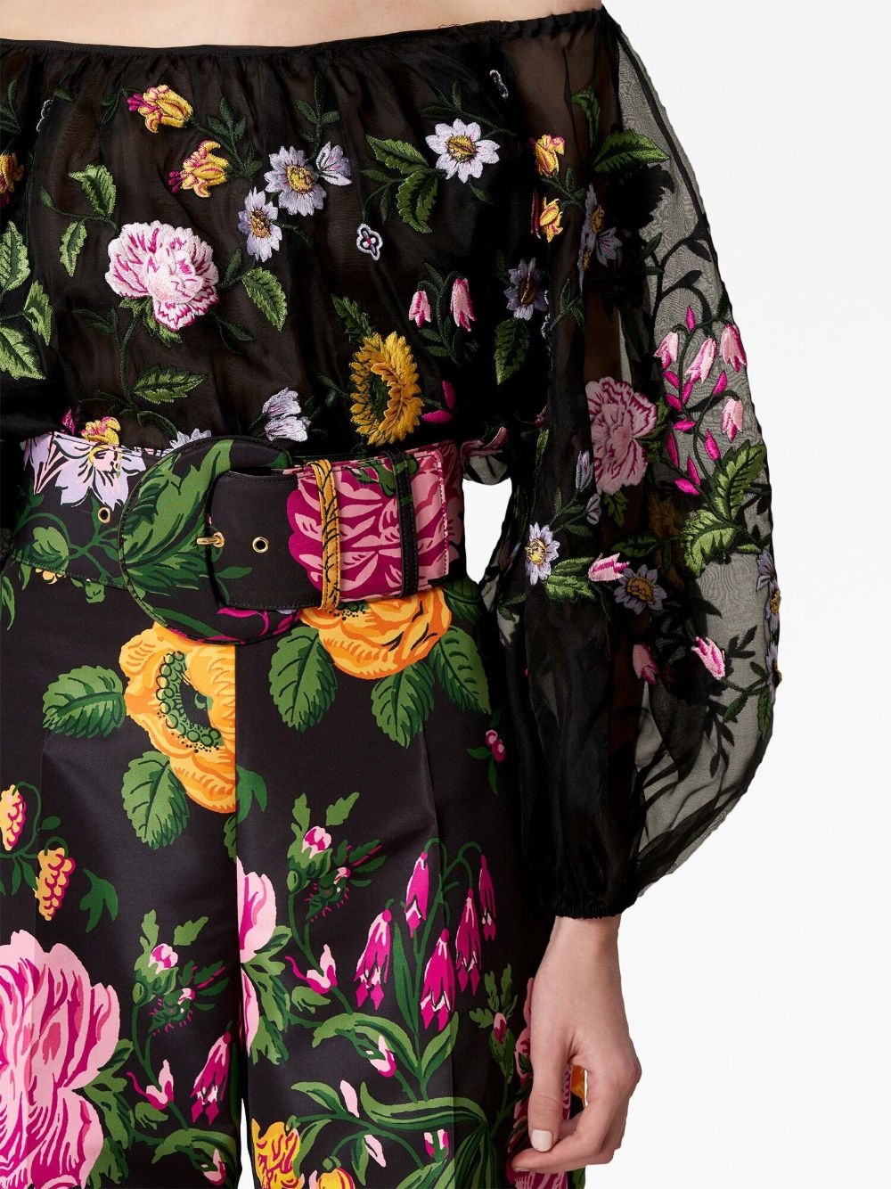 floral-print silk blouse - 4