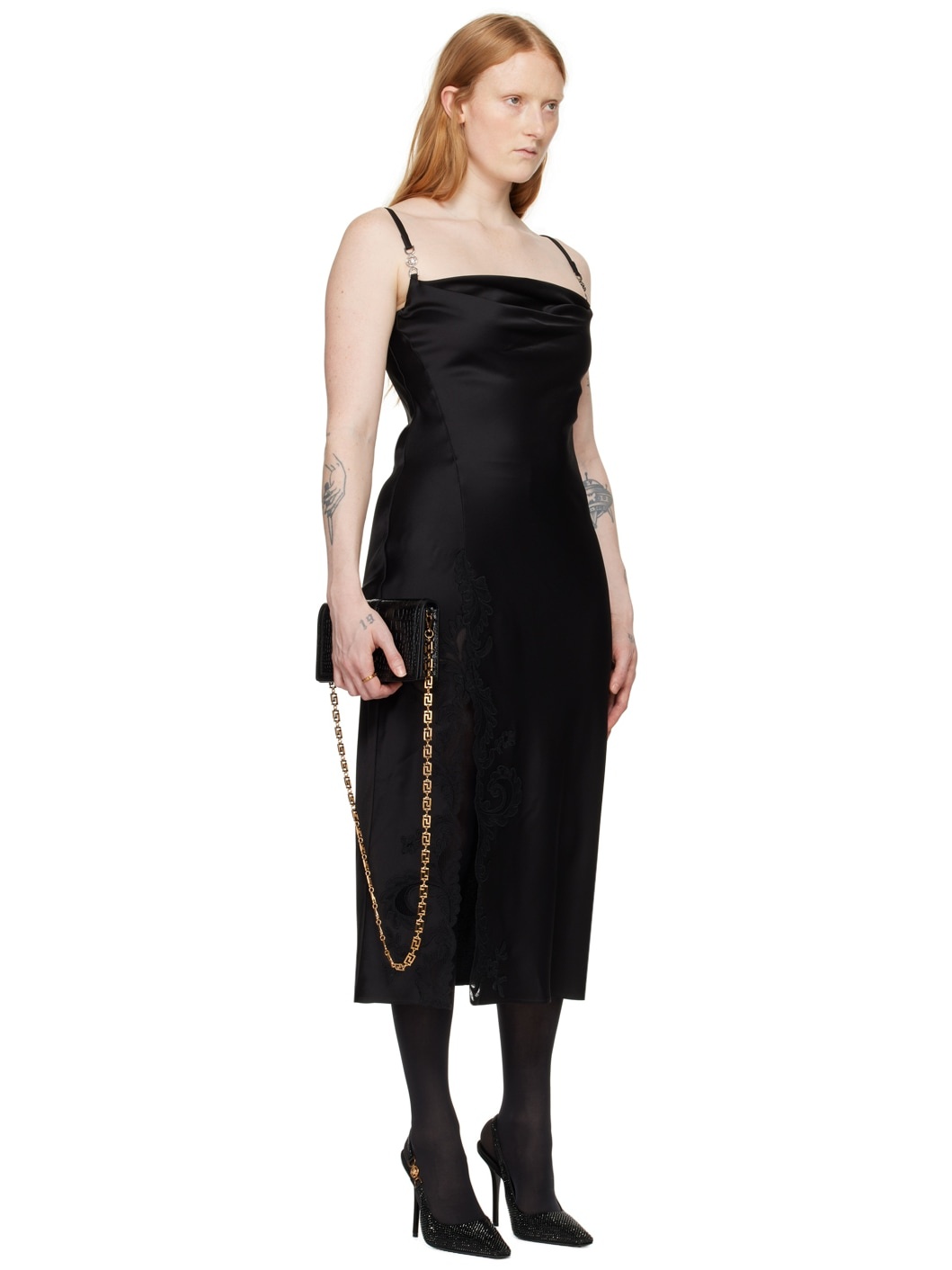 Black Medusa Hardware Midi Dress - 2