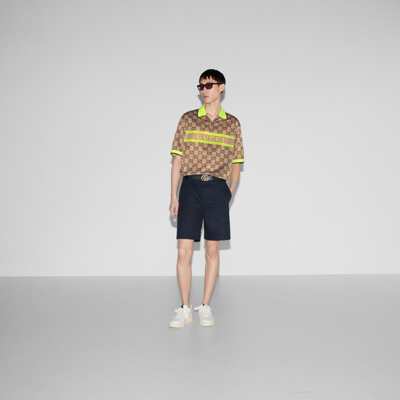 GUCCI Polyester mesh GG print polo shirt outlook