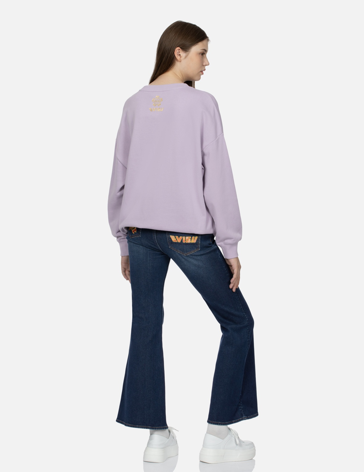 BROCADE KAMON AND LOGO BOOT CUT JEANS - 3