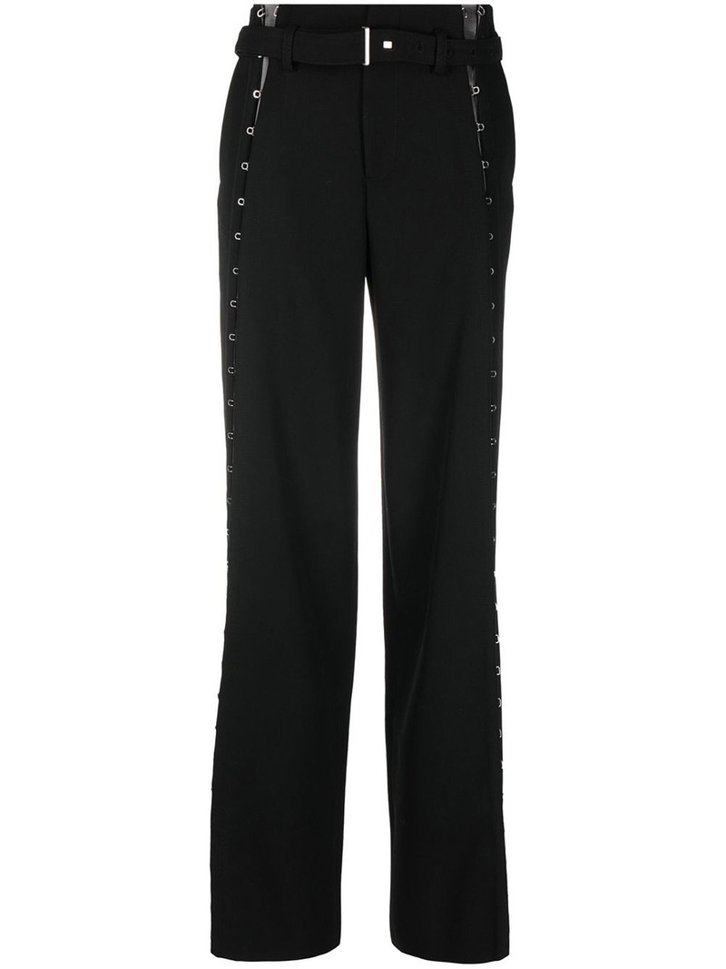 hook-detailed wide leg trousers - 1