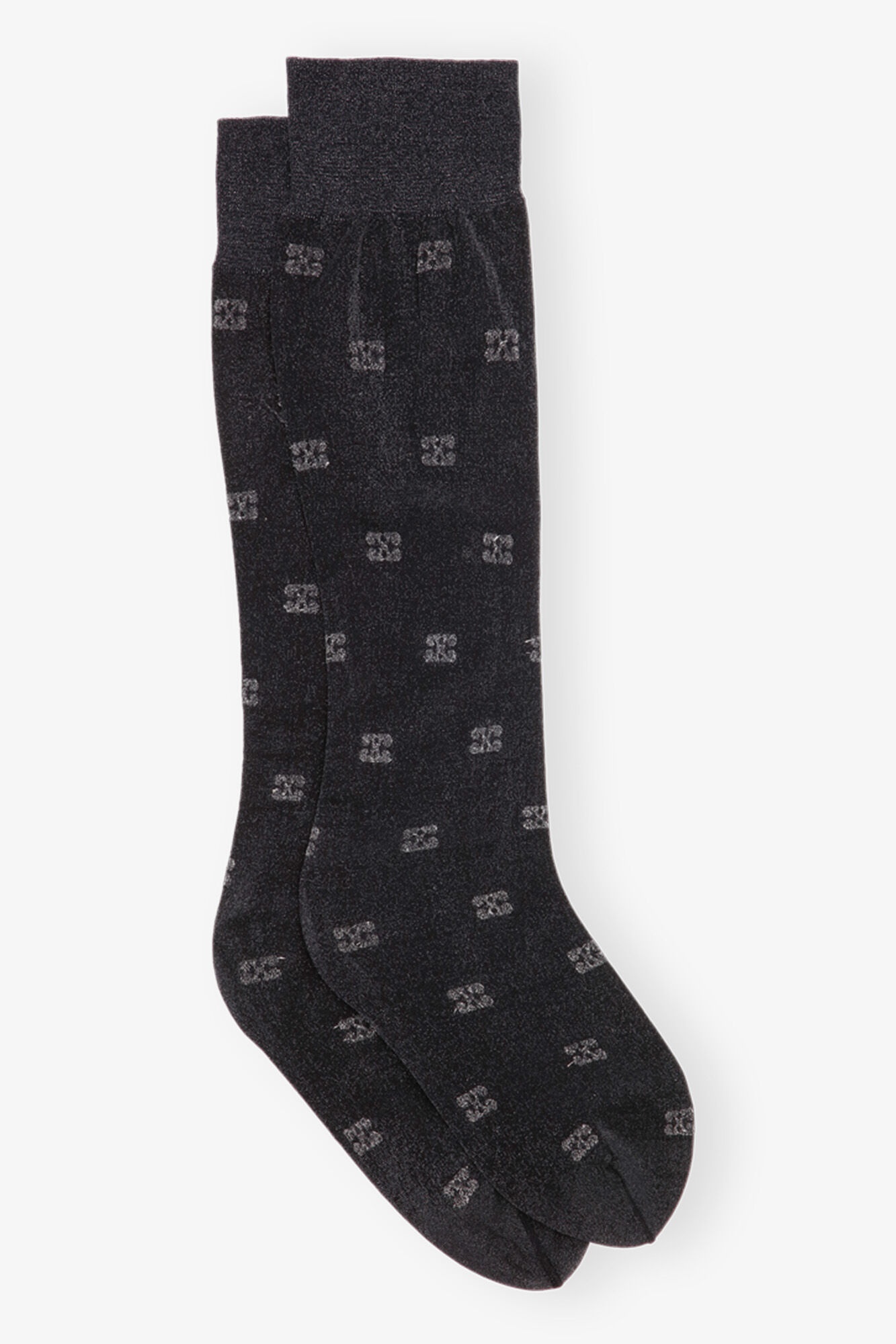 BLACK GLITTER BUTTERFLY LACE SOCKS - 1