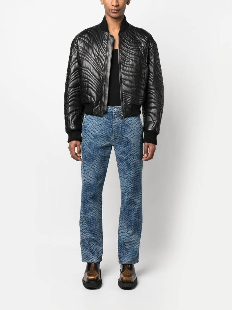 Roberto Cavalli stripe-quilted leather bomber jacket outlook