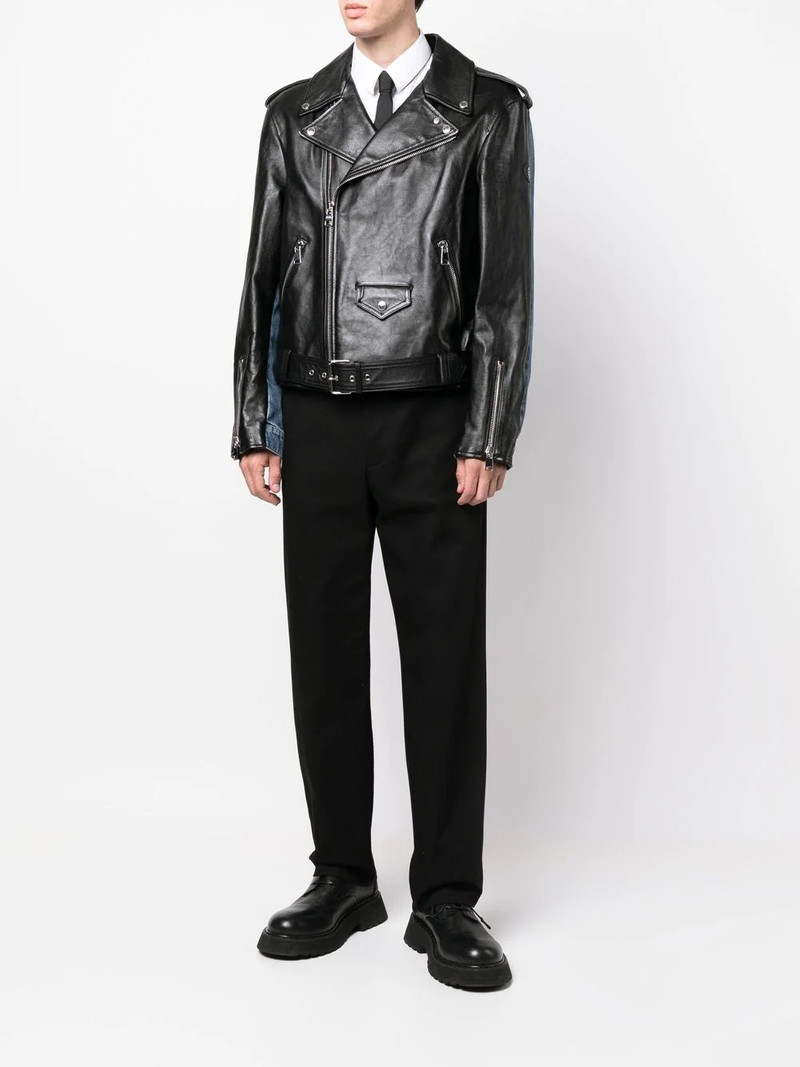 Alexander McQueen panelled biker jacket outlook