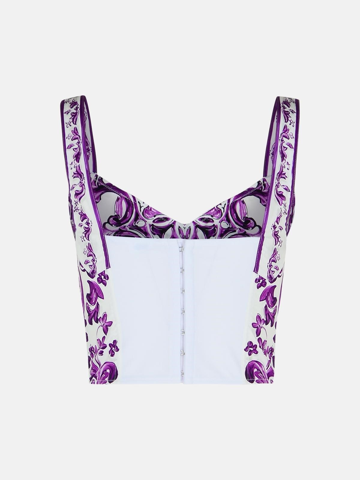 MAJOLICA PRINT COTTON BLEND BUSTIER - 3