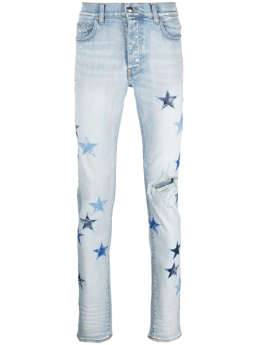 star-patch stonewashed jeans - 1