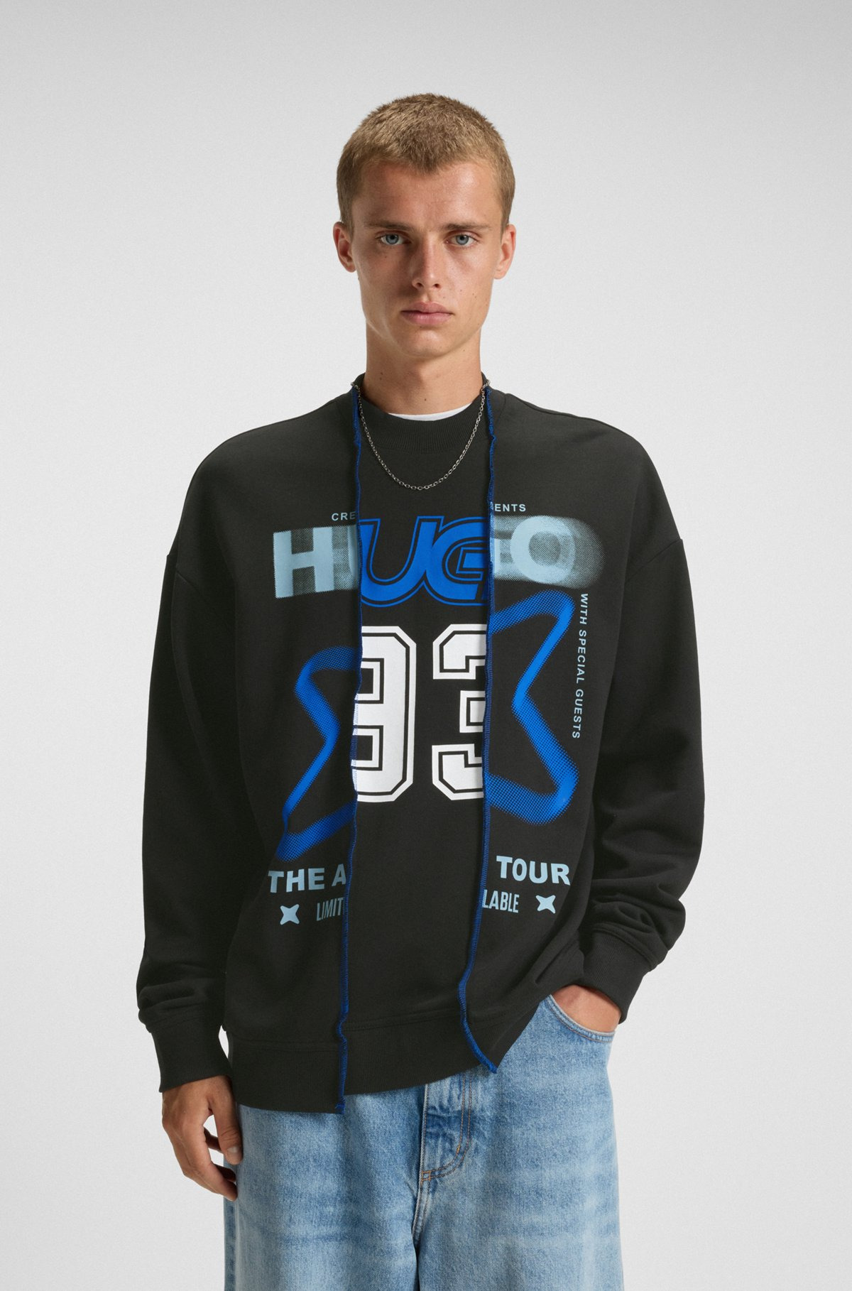COTTON-TERRY SWEATSHIRT WITH LAYERED EFFECT AND MIXED PRINTS - 2