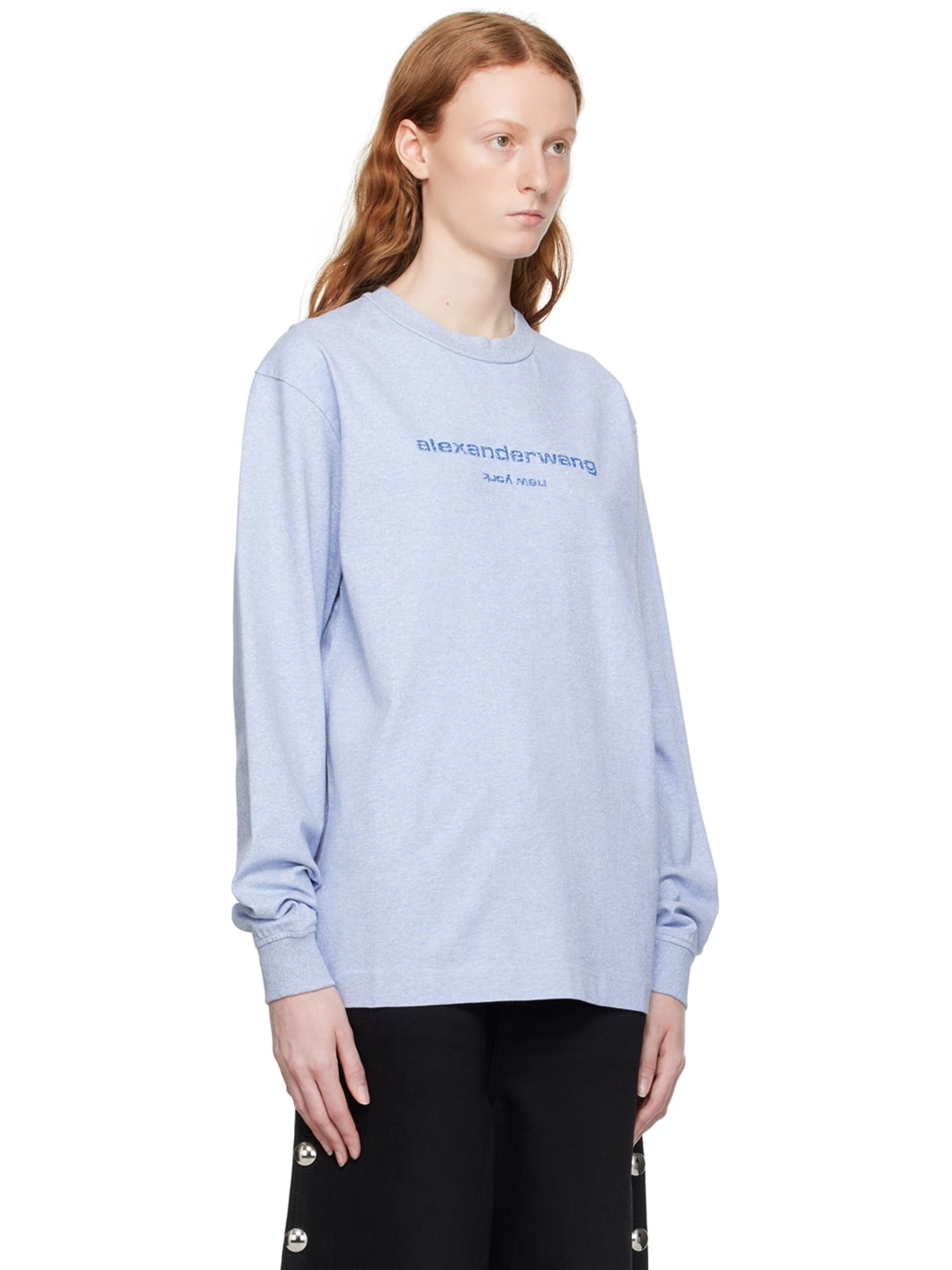 Blue Glitter Long Sleeve T-Shirt - 2