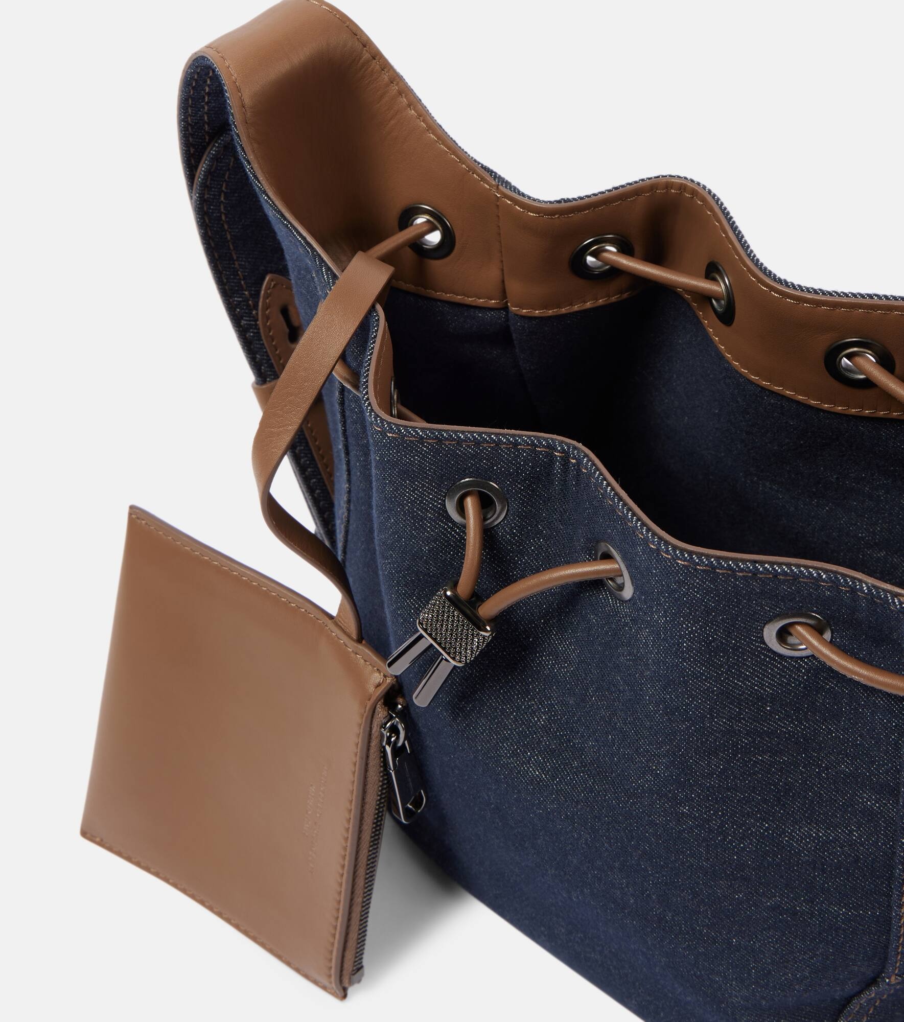 Foulard Small denim bucket bag - 3