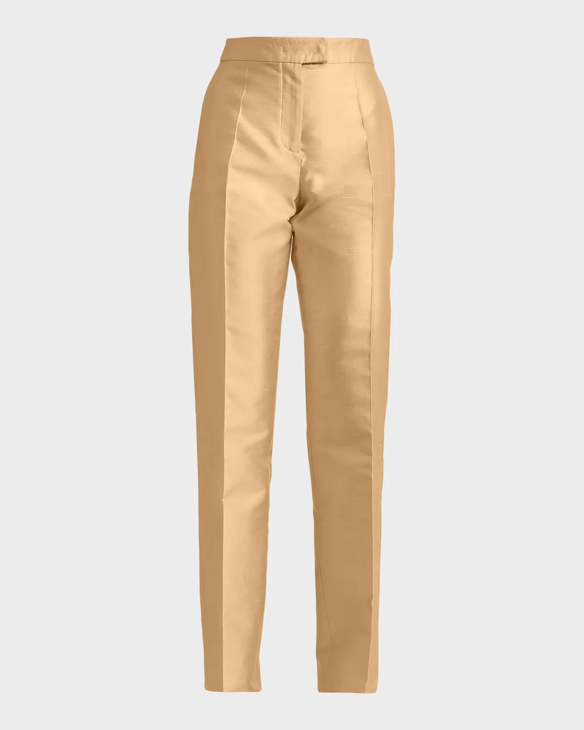 Shantung Silk Straight-Leg Pants - 1