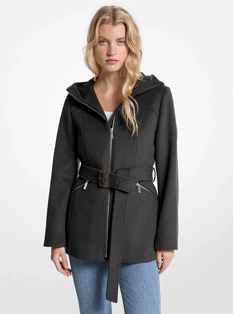 Wool Blend Hooded Coat - 1
