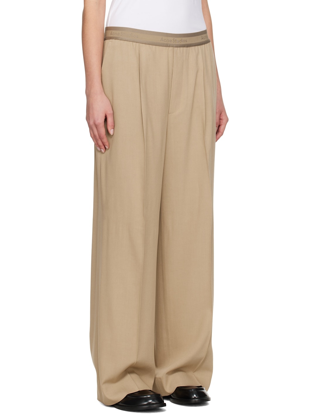 Beige Logo Tape Trousers - 2