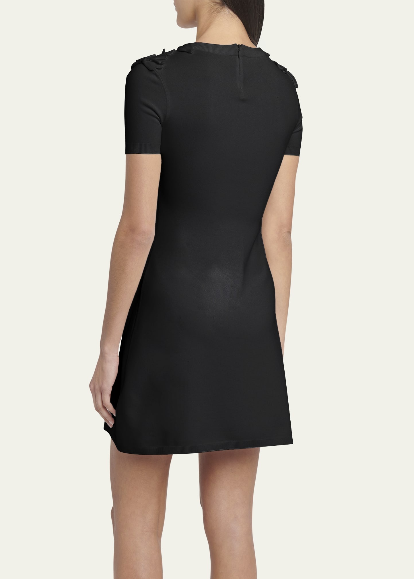 Valentino Knit Mini Dress with Floral Embroidered Neckline