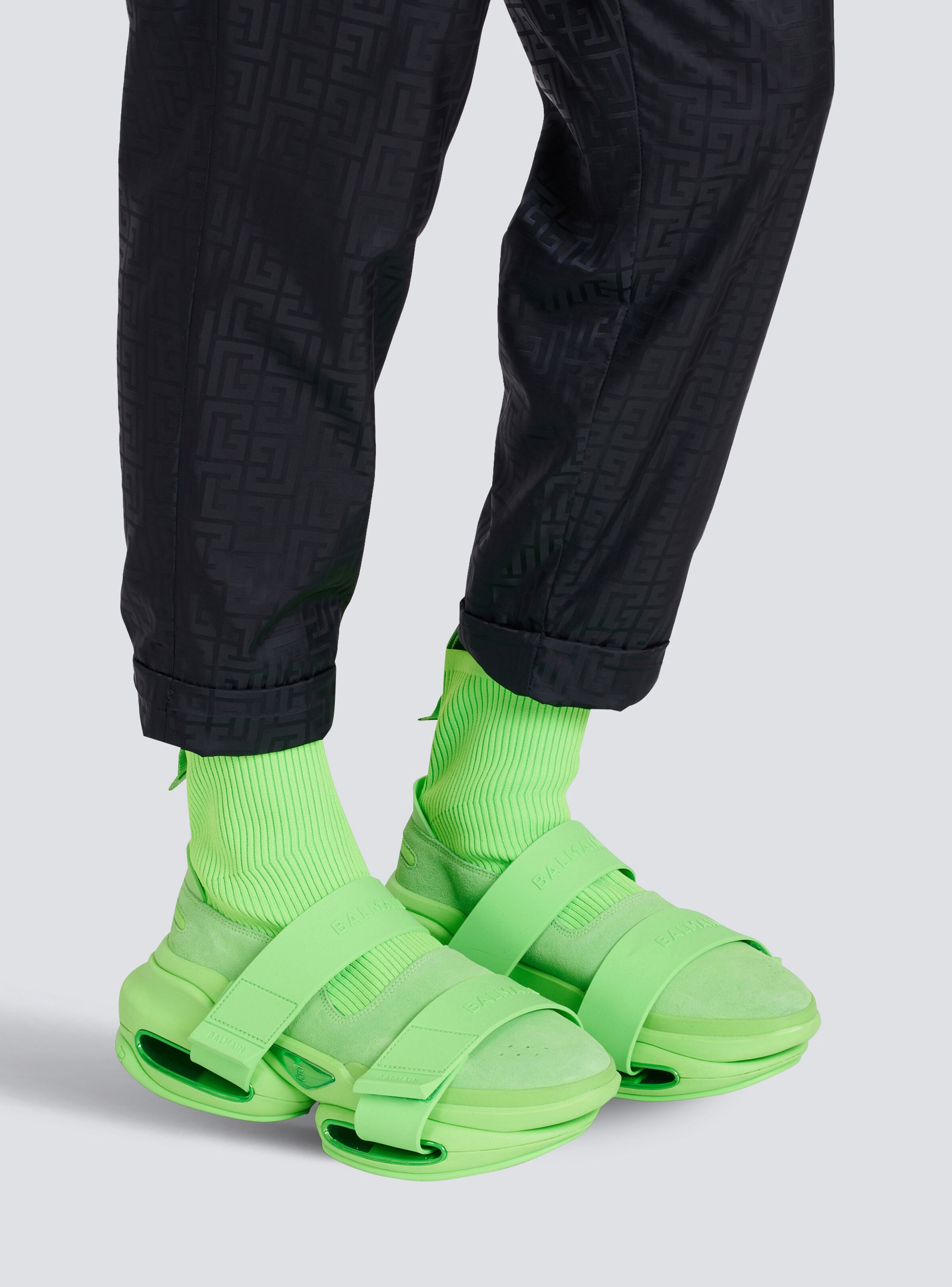 Neoprene and knit B-Bold high-top sneakers with straps - 8