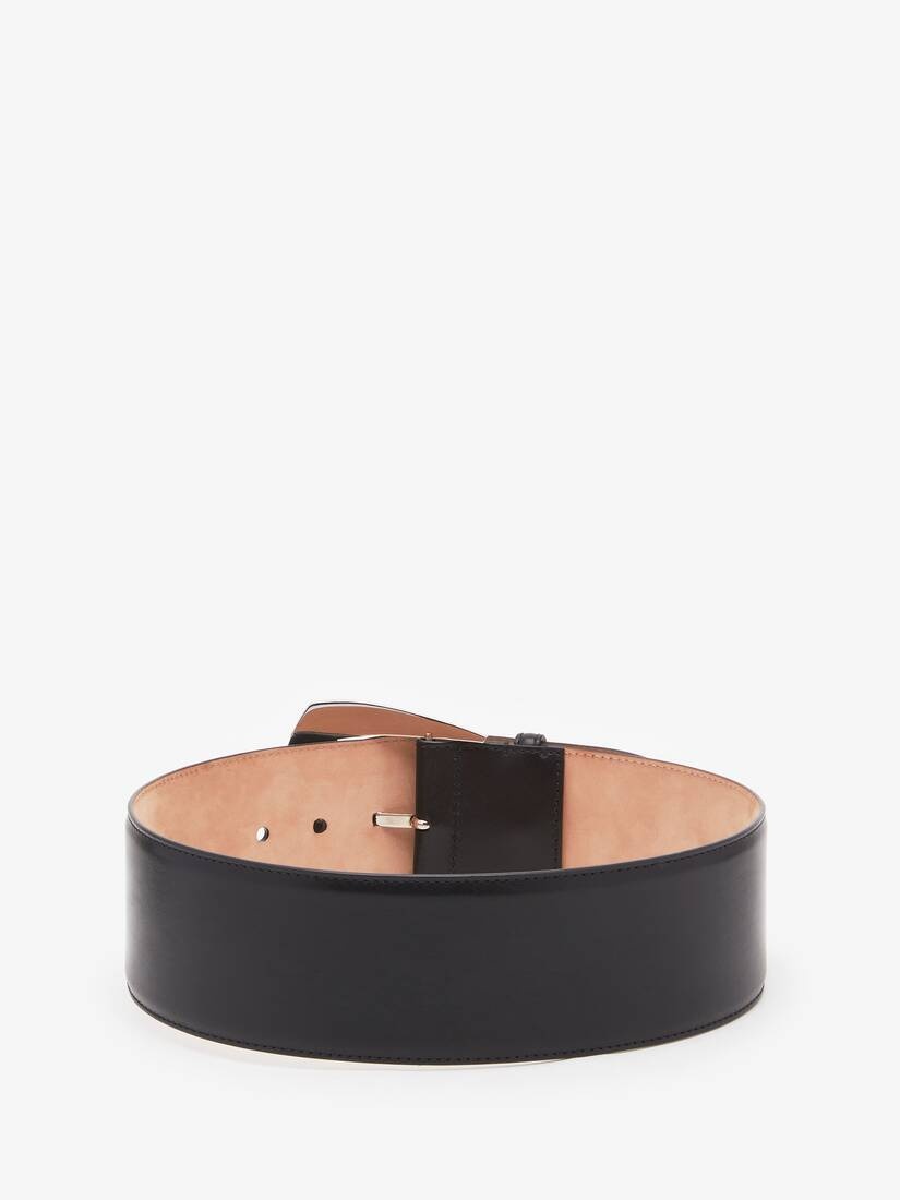 Women's Geometric Buckle Waist Belt in Black - 2