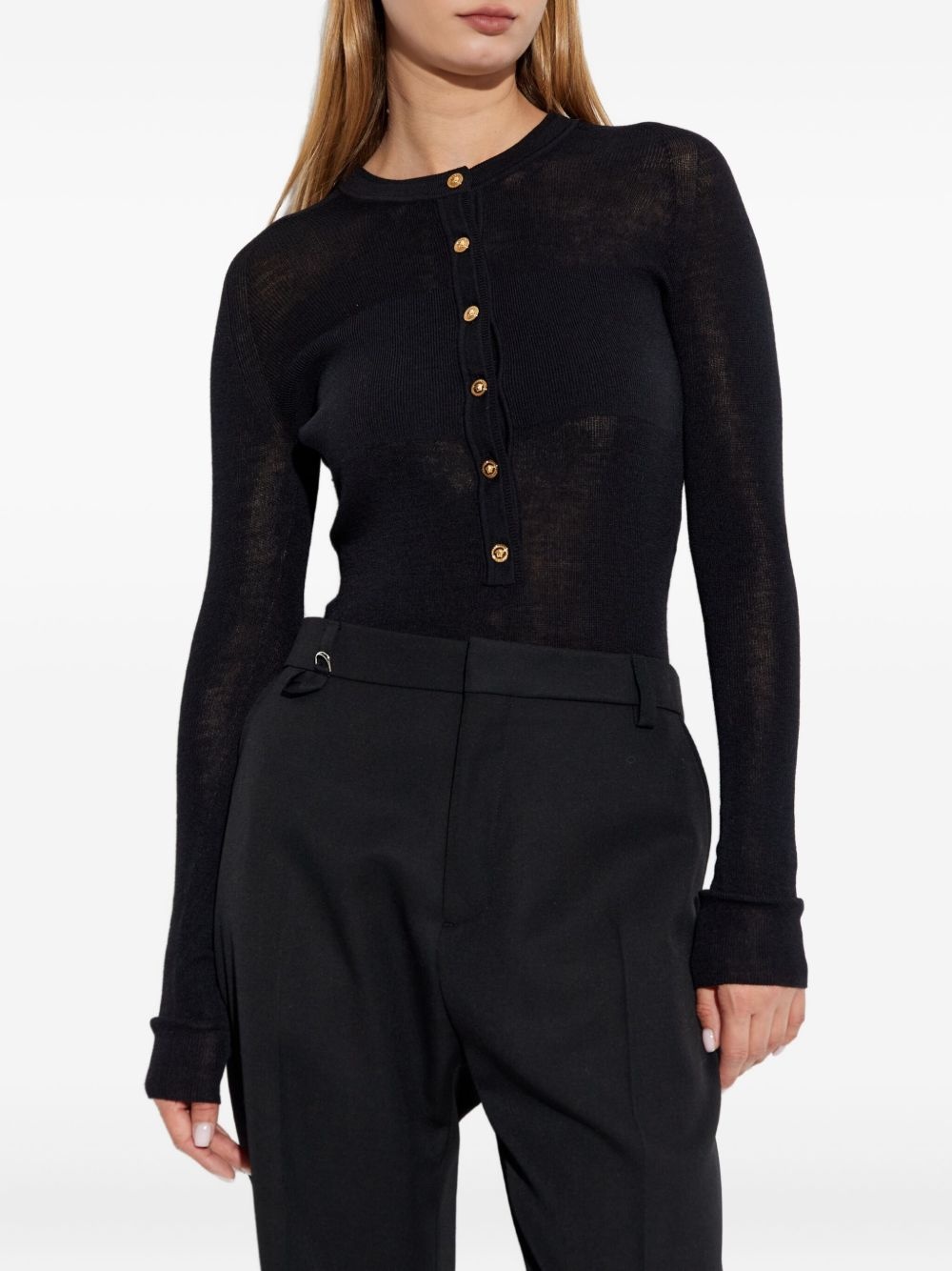 button-embellished wool sweater - 3
