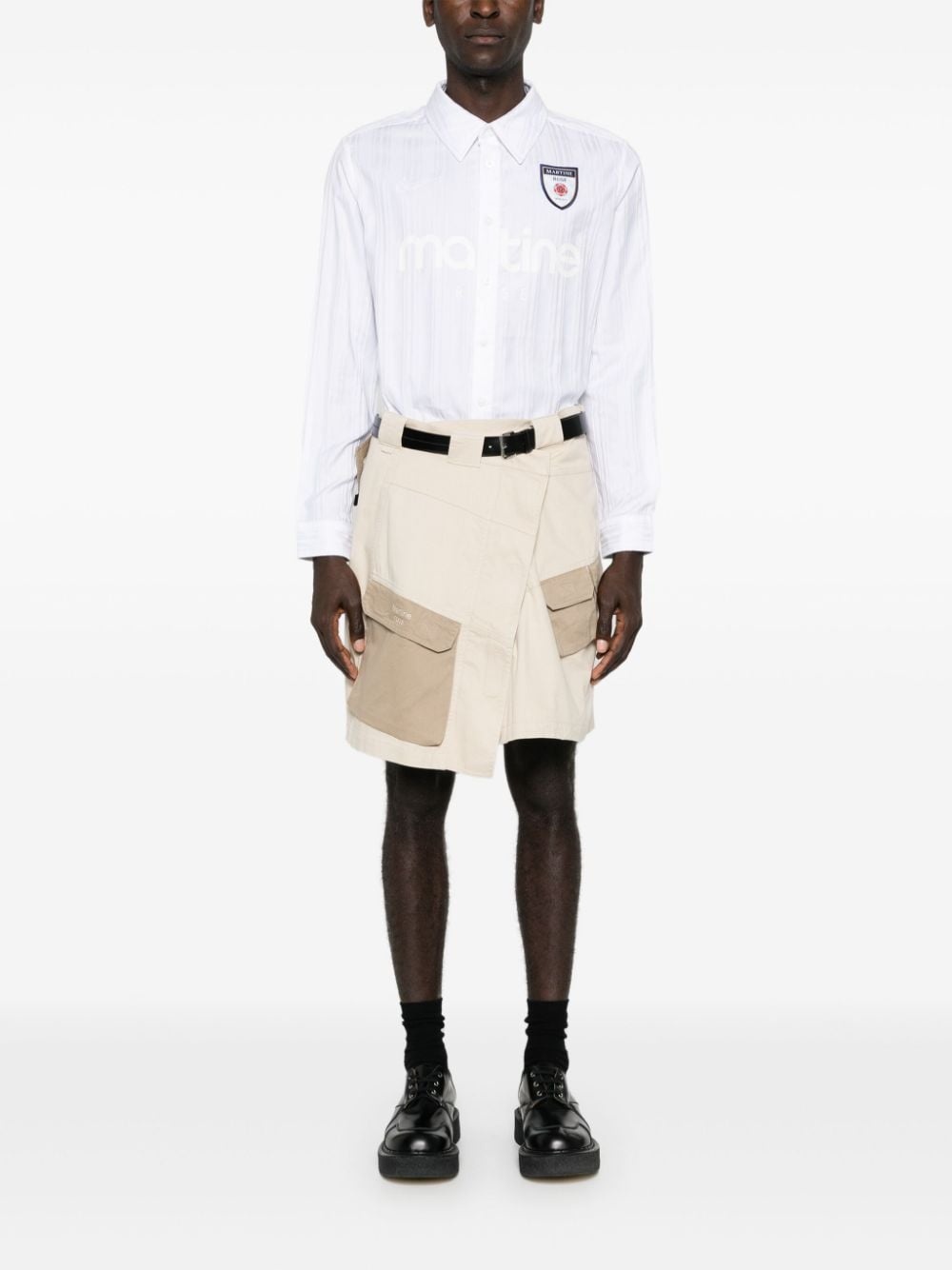 logo-embroidered asymmetric skirt - 3