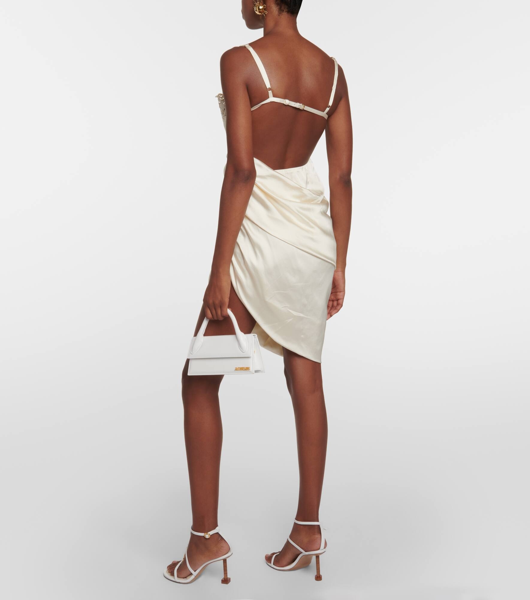 La Saudade Brodée satin slip dress - 3