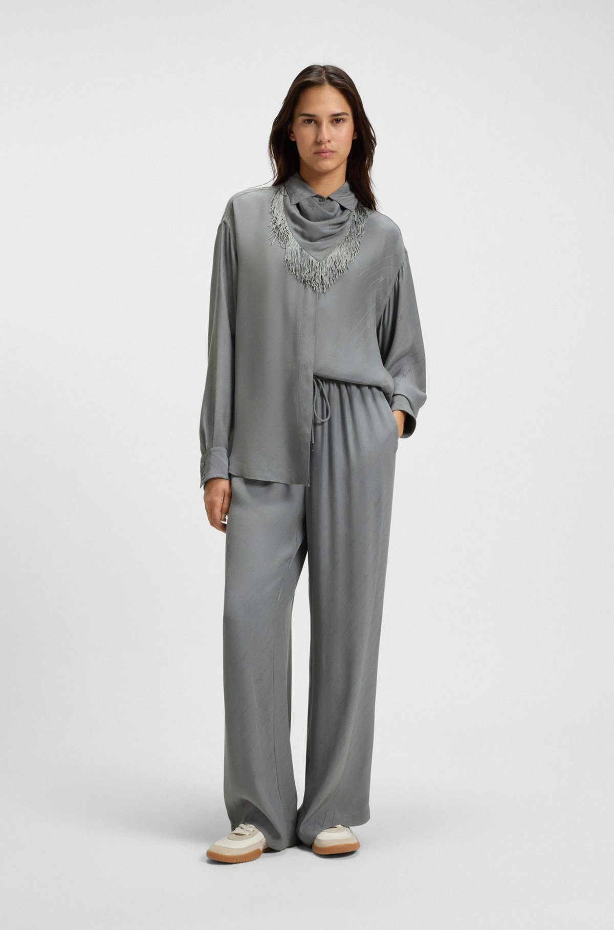 WIDE-LEG TROUSERS WITH LOGO JACQUARD - 3
