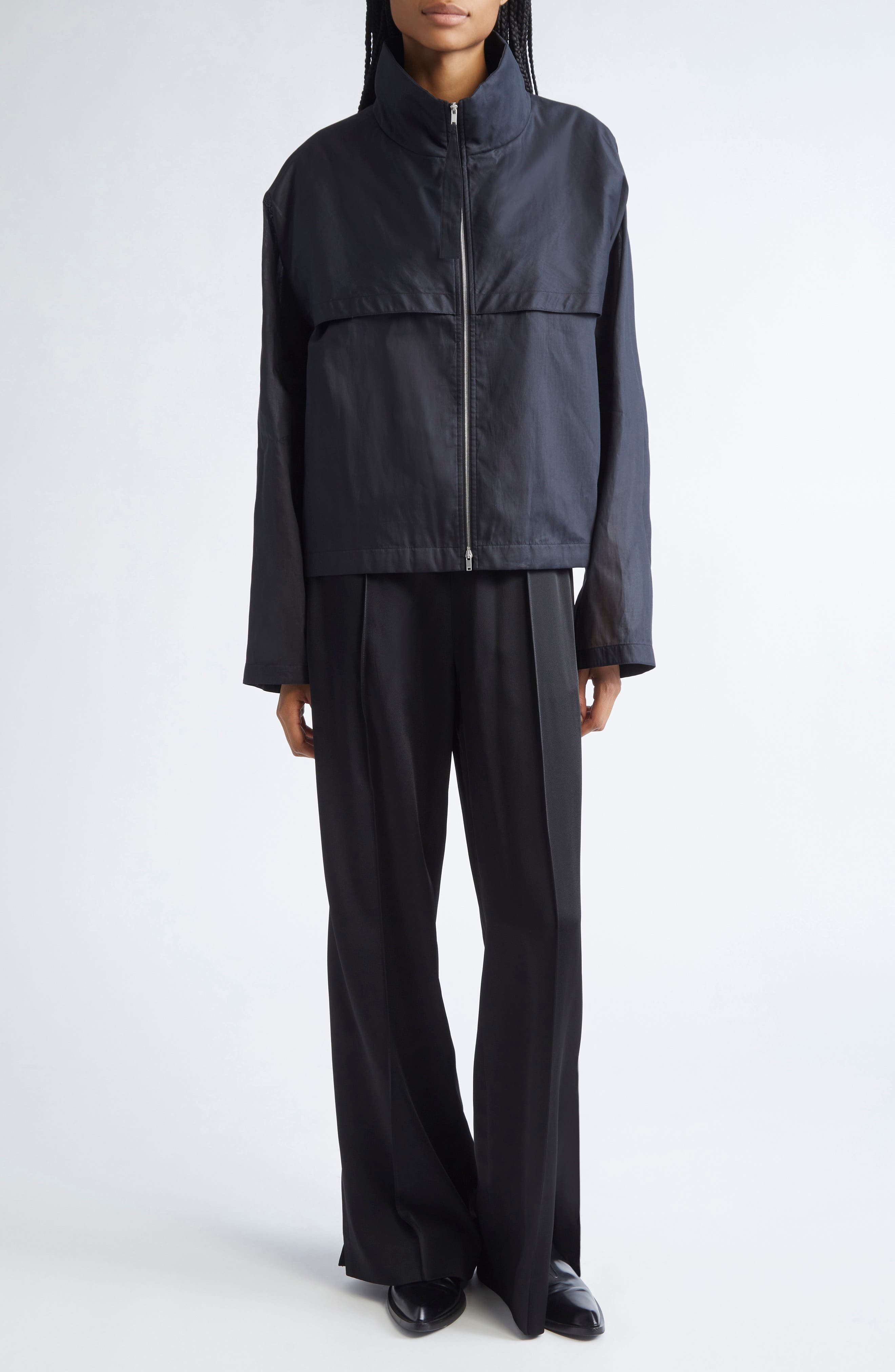 Jil Sander Cotton Organdy Blouson Jacket in Black at Nordstrom - 2