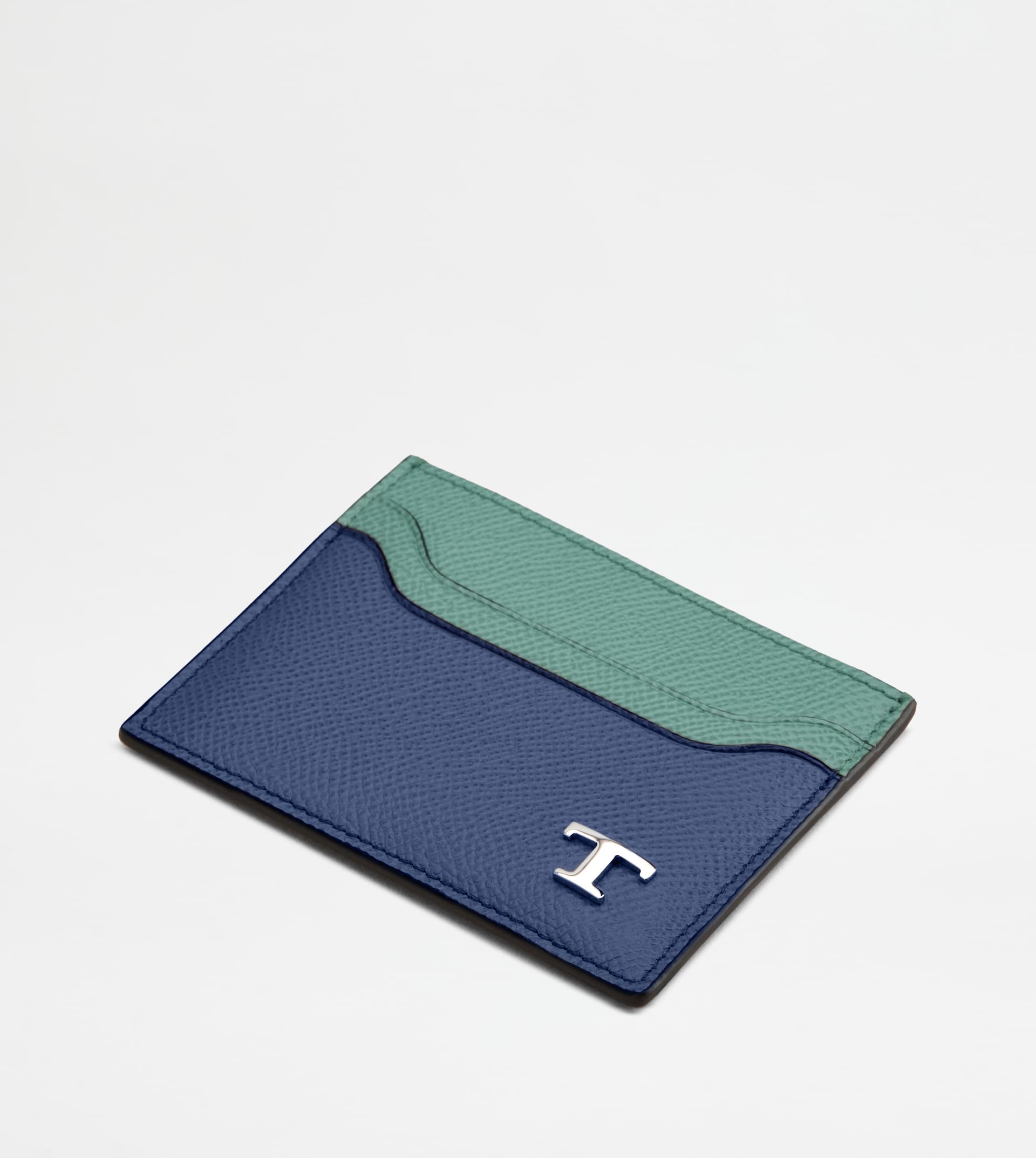 CARD HOLDER IN LEATHER - BLUE, TURQUOISE - 3