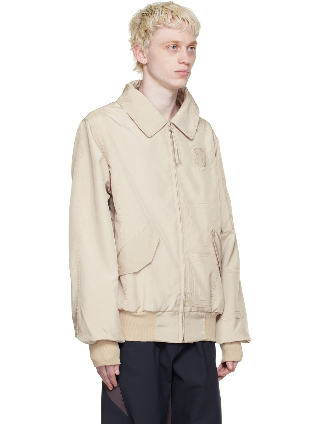 Beige Polyester Bomber Jacket - 2