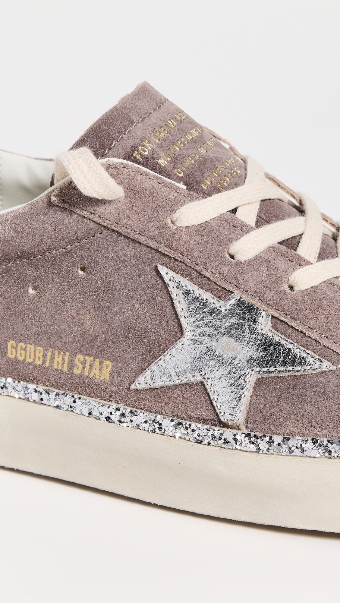 Hi Star Suede Upper Laminated Star Leather Heel Glitter Edge Sneakers - 5