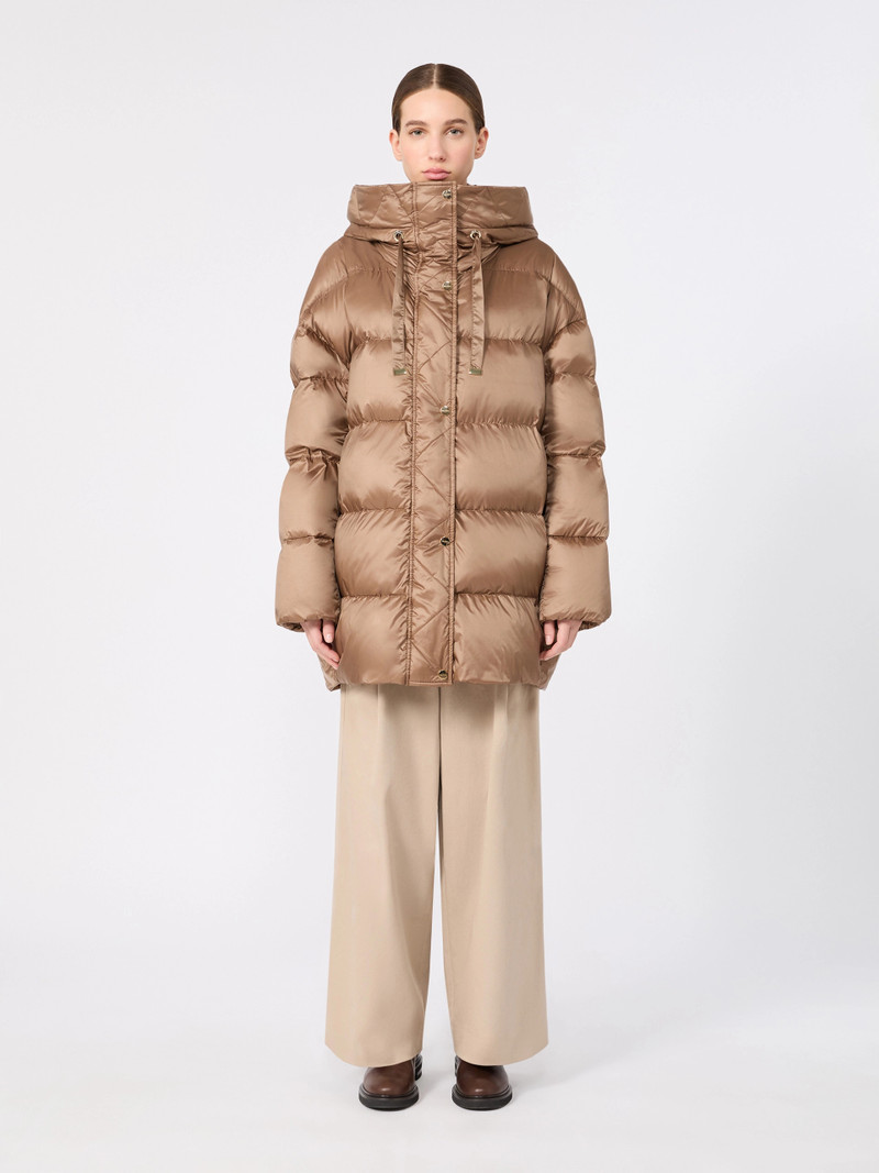 VENTO Roomy iridescent plain-weave fabric puffer jacket - CAMEL 3